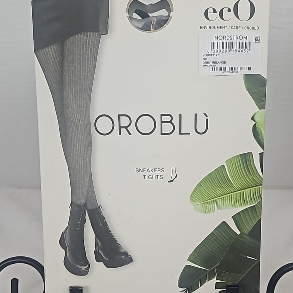 Oroblu ECO | NWT Women's Gray Ribbed Sneakers Bootie Tights Sz. S/M